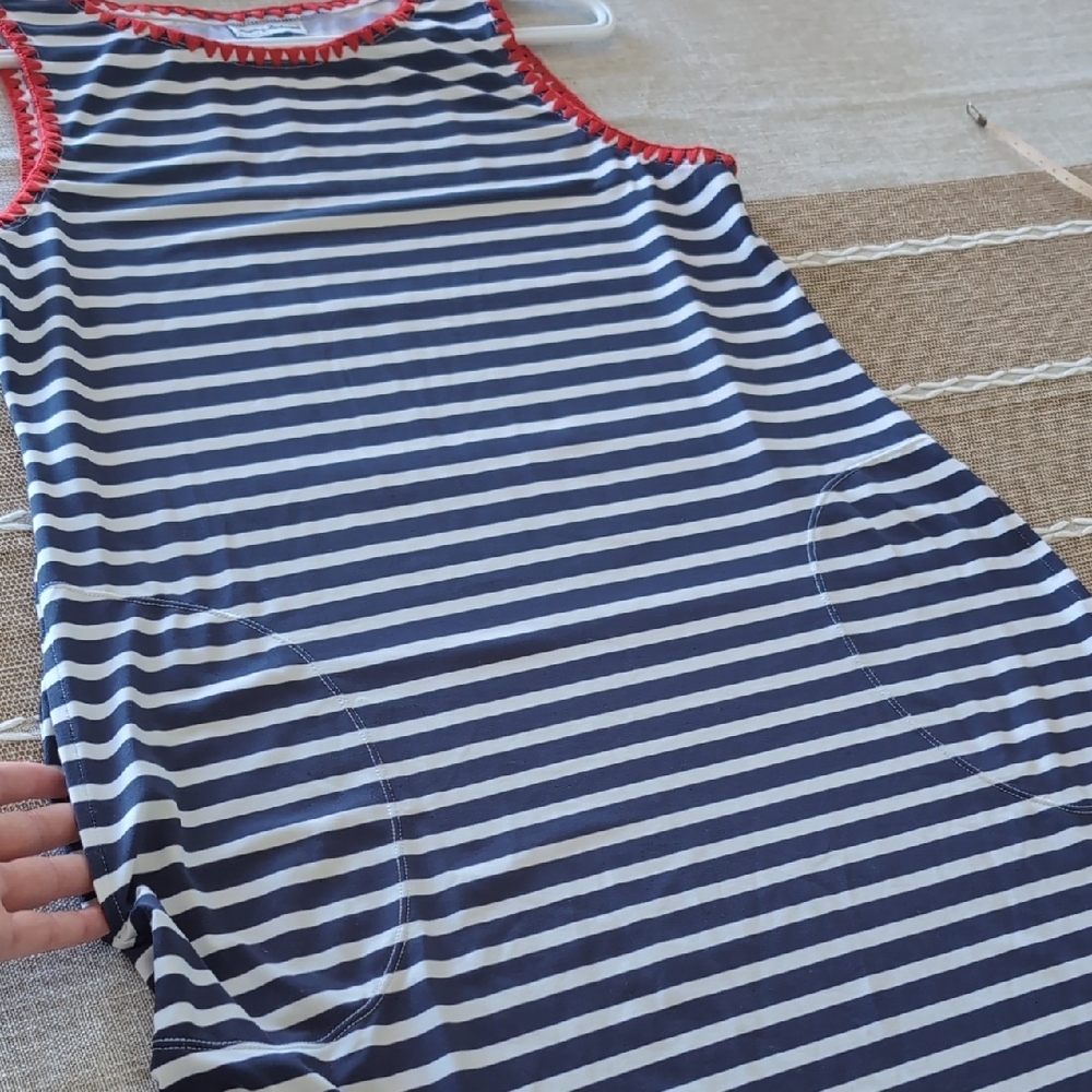 Tommy Bahama Black and White Striped Midi Dress